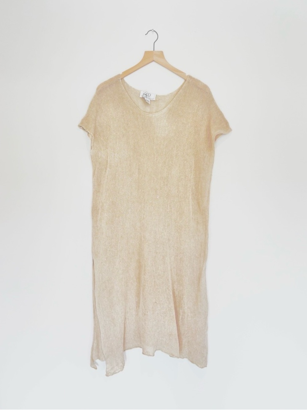 vtg undyed linen knit midi coverup - natural sheer gauze dress LucyD Hryn Deens